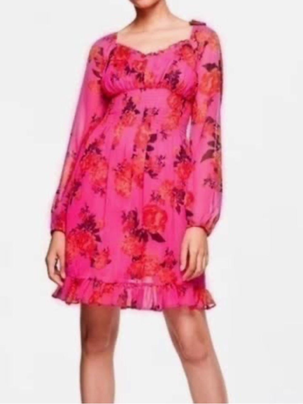Betsey Johnson blooming roses Long-Sleeve Mini Dress size 6 NWT